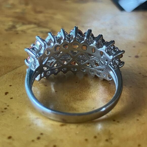 Natural Orange Sapphire Sterling Silver Ring Size 6 - Picture 5 of 9